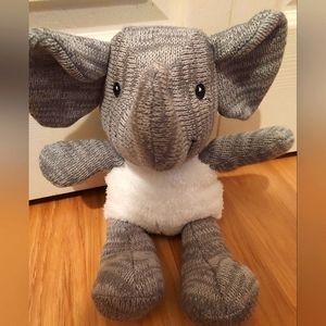 Spark Walmart Imagine Plush Elephant Rattle Knit Gray White Lovey Sewn Eyes 14”